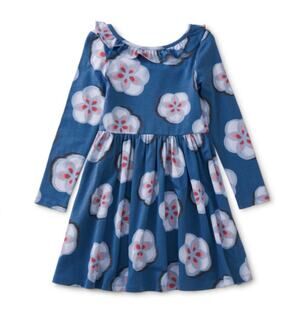 🆕 Tea Collection NWT Ruffle Collar Ballet Dress. Ikat Floral. Size 7.